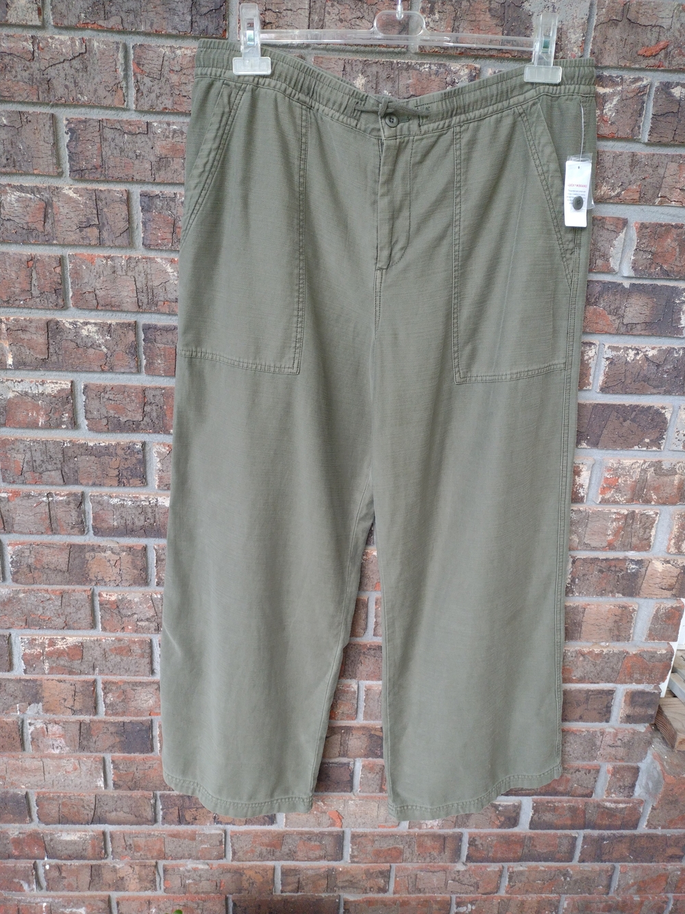 Lucky Brand Wide Leg Utility PantWomen XL Olive Tencel/Cotton Patch Pockets NWT
